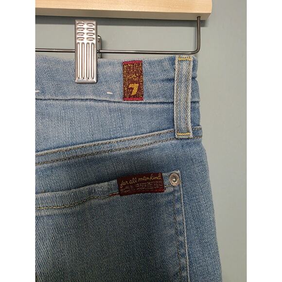 7 For All Mankind Jeans Sz 26 Light Wash Distressed Ripped Skinny Denim Fall - Picture 4 of 7